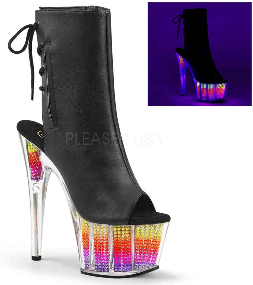 EU 36 = US 6 | ADORE-1018SRS | *7 Heel, 2 3/4 PF Lace-Up Back Ankle Boot, Side Zip